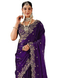 Women's Tissue Silk Sequence Embroidery Saree with Unstitched Blouse Piece